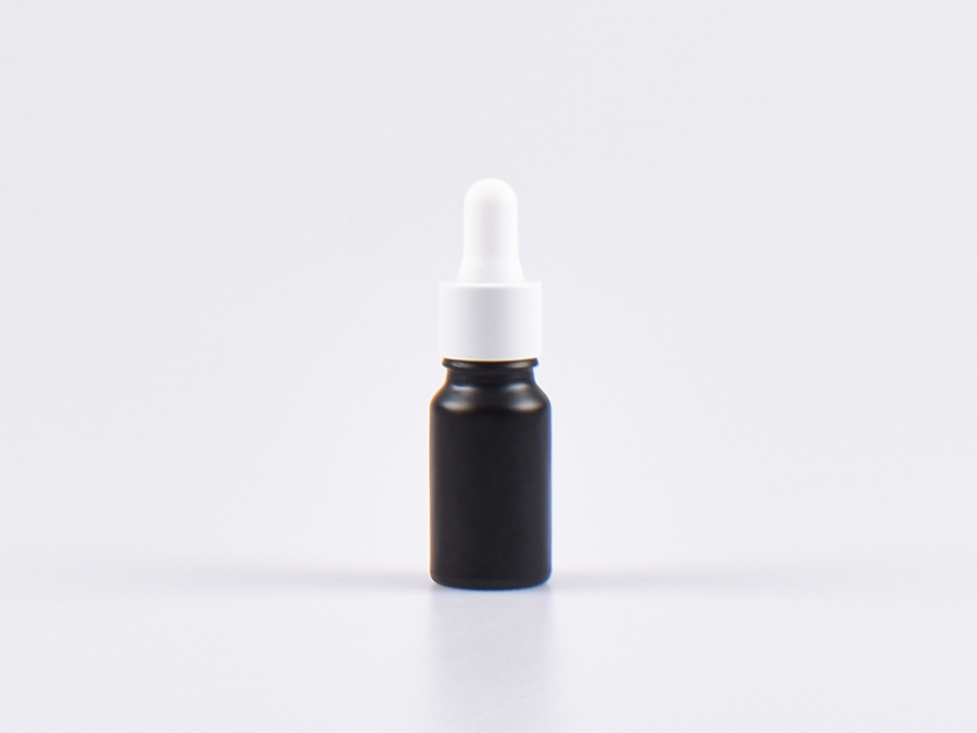 Schwarzglasflasche 10ml, mit Pipette weiss